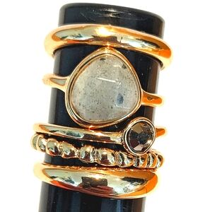 Gold and Silver Tone Stacked Ring Set size 6